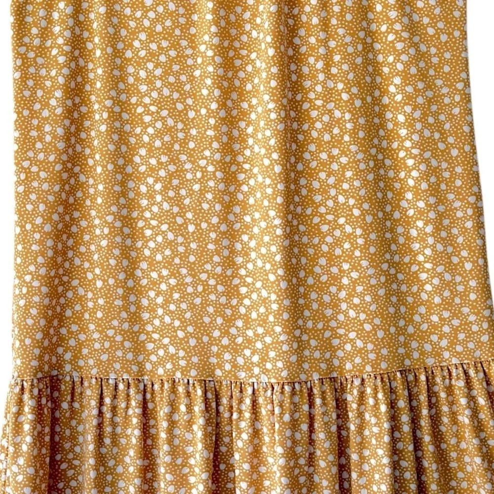 BANANA REPUBLIC | NWOT KNIT FLOUNCE SHIFT DRESS PETITE PRINT HONEY ORANGE | XS